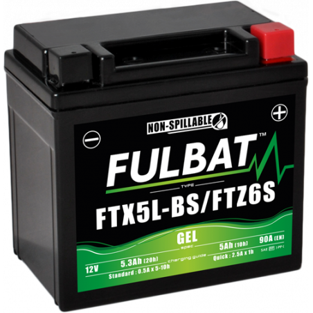 Batterie FULBAT FTX5L-BS / FTZ6S GEL (High Capacity)  4,2Ah 90A