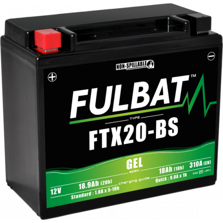 Batterie FULBAT FTX20-BS GEL  (YTX20)  18,9Ah 270A