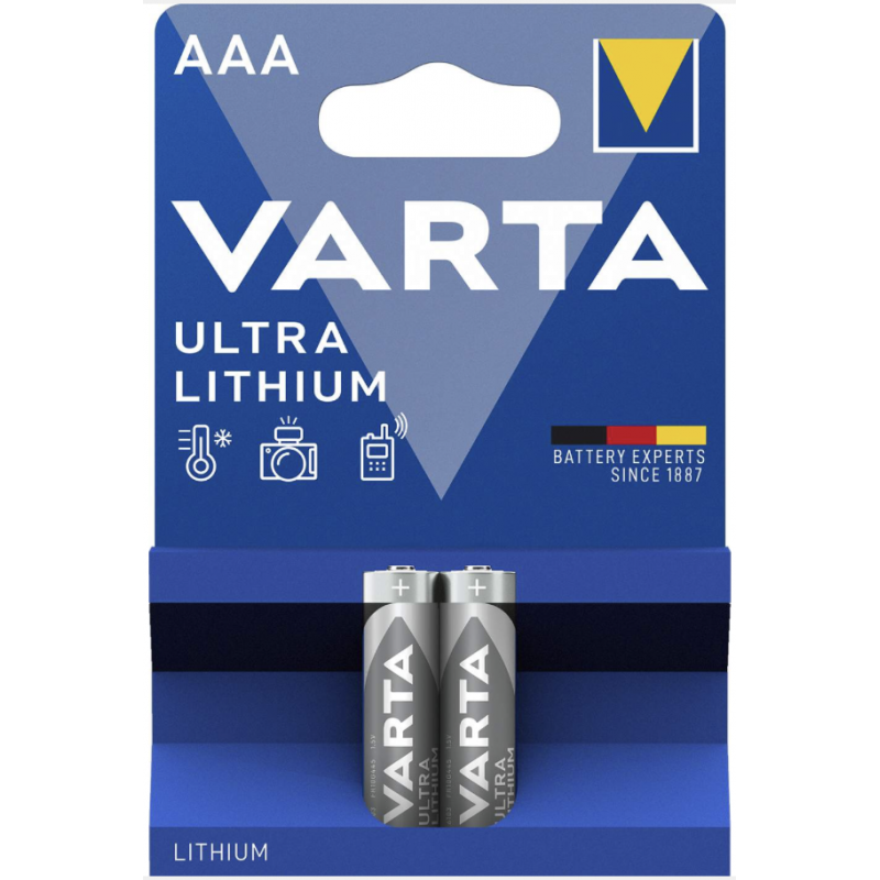Pack de 2 piles varta AAA lithium