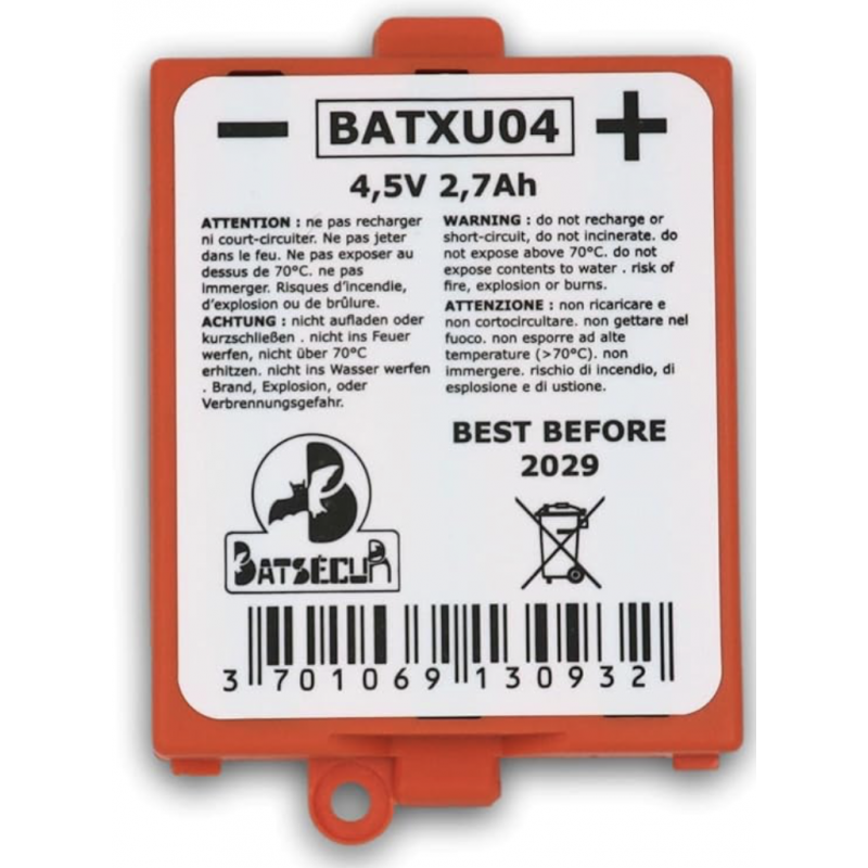 BATTERIE SYSTEME ALARME BATSECUR BATXU04 4,5V 2,7AH